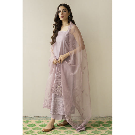DYOT SUMMER SPECIAL'S UNSTICHED EMBROIDERED LAWN 3PC WITH ORGANZA DUPPATA