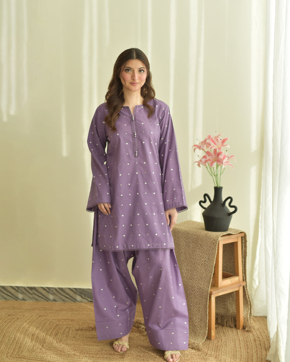 PURPLE HEART SUMMER SPECIAL'S UNSTICHED EMBROIDERED LAWN 3PC WITH CHIFFON DUPPATA