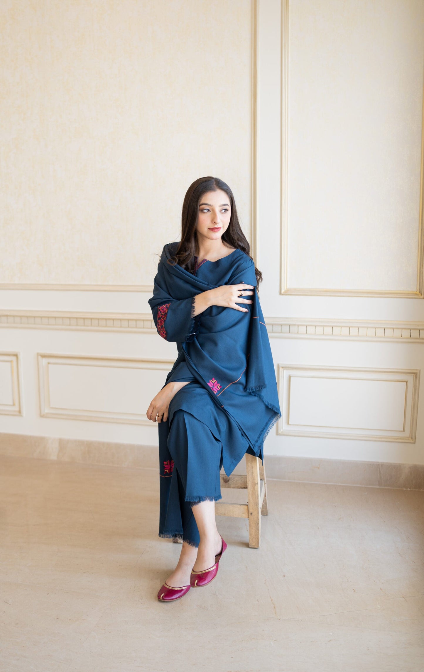 PHULKARI WINTER 2026 EMBROIDERED DHANAK 3PC WITH EMBROIDERED DHANAK SHAWL