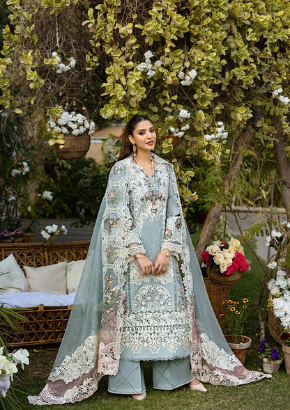 ELAF LUXURY CHIKEN KARI EMBROIDERED LAWN WITH EMBROIDERED KHAADI NET DUPPATA UNSTICHED 3PC
