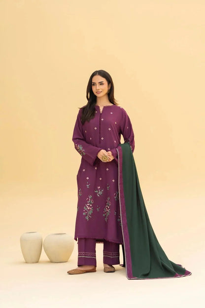 KIARA WINTER 2026 EMBROIDERED DHANAK 3PC WITH DHANAK SHAWL