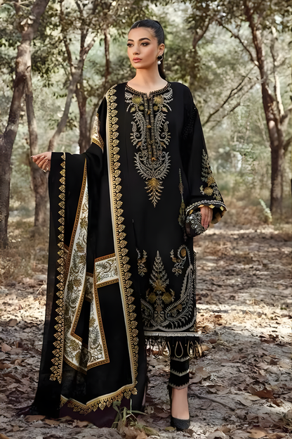 MARIA.B WINTER 2026 EMBROIDERED DHANAK 3PC WITH PASHMINA WOOL SHAWL