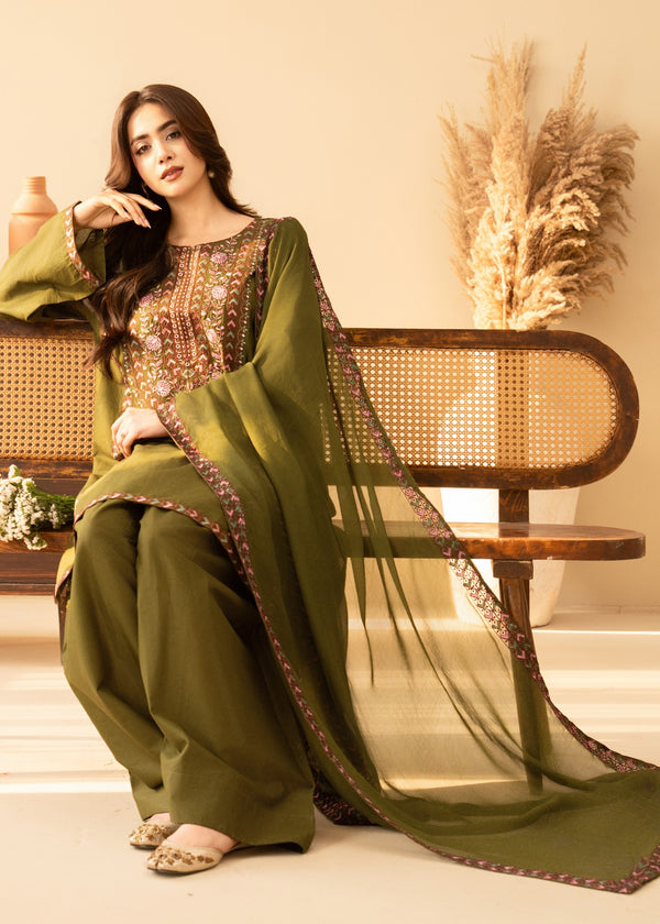 Nayel SUMMER SPECIAL'S UNSTICHED EMBROIDERED LAWN 3PC WITH CHIFFON DUPPATA