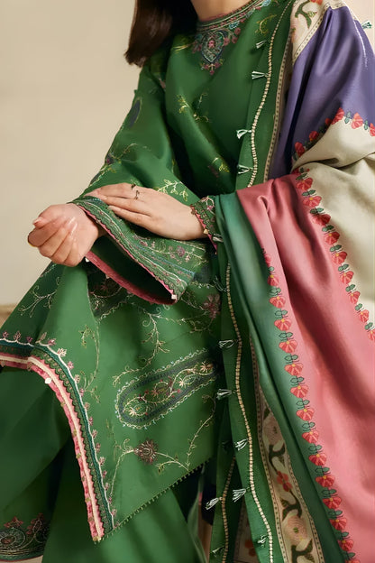 COCO WINTER 2026 EMBROIDERED DHANAK 3PC WITH PASHMINA WOOL SHAWL