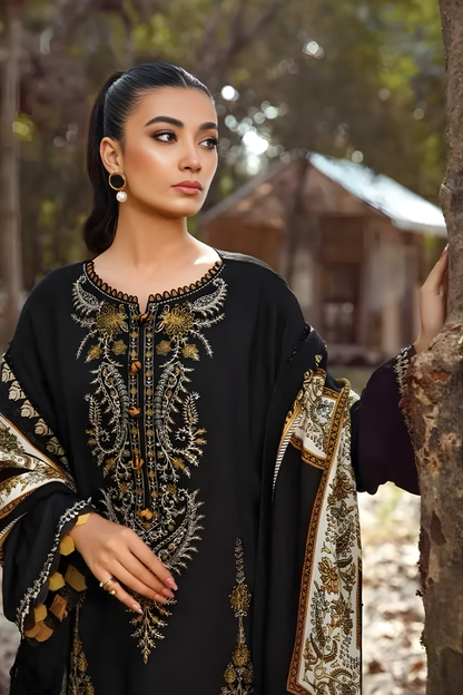 MARIA.B WINTER 2026 EMBROIDERED DHANAK 3PC WITH PASHMINA WOOL SHAWL