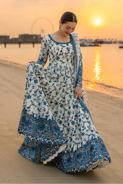 FAIZA SAQLAIN LAWN PRINT SUMMER UNSTICHED 3PC WITH CHIFFON PRINT DUPPATA & PATCHES