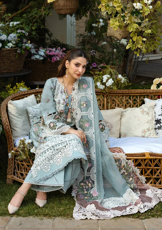 ELAF LUXURY CHIKEN KARI EMBROIDERED LAWN WITH EMBROIDERED KHAADI NET DUPPATA UNSTICHED 3PC