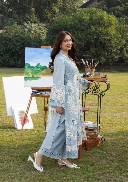 ELAF LUXURY CHIKEN KARI EMBROIDERED LAWN WITH PRINTED CHIFFON DUPPATA UNSTICHED 3PC