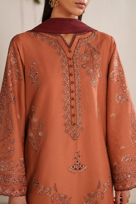 RUSTY WINTER 2026 EMBROIDERED DHANAK 3PC WITH PASHIMINA SHAWL