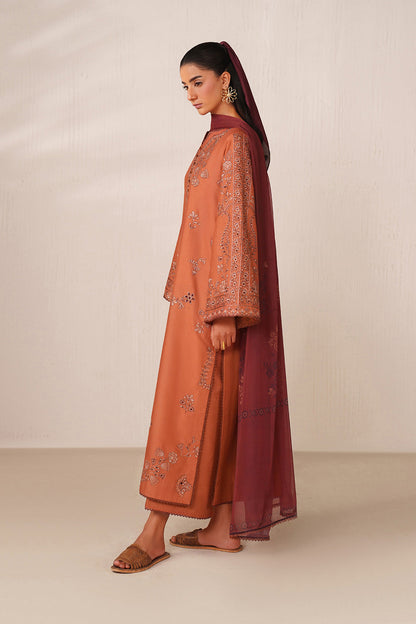 RUSTY WINTER 2026 EMBROIDERED DHANAK 3PC WITH PASHIMINA SHAWL