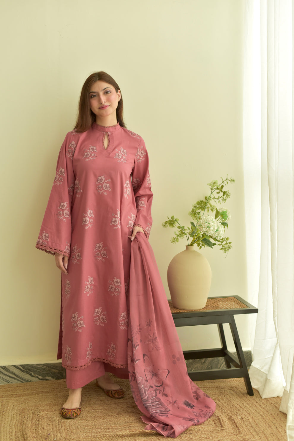 ZIMAL WINTER 2026 EMBROIDERED DHANAK 3PC WITH PASHMINA WOOL SHAWL