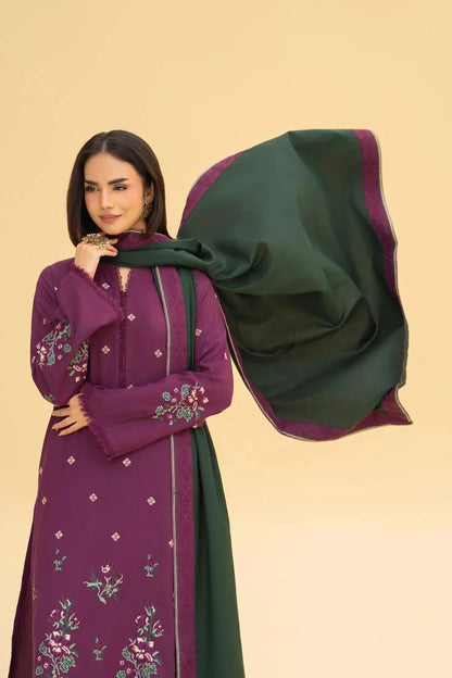 KIARA WINTER 2026 EMBROIDERED DHANAK 3PC WITH DHANAK SHAWL