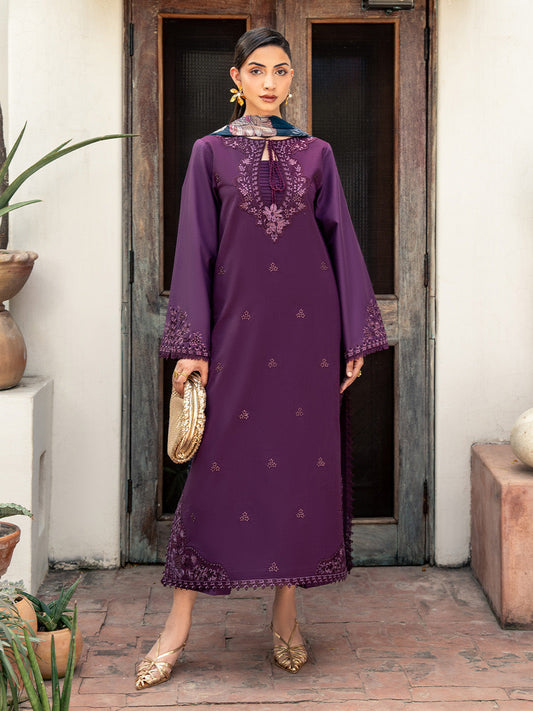 AREEZA WINTER 2026 EMBROIDERED DHANAK 3PC WITH PASHMINA WOOL SHAWL