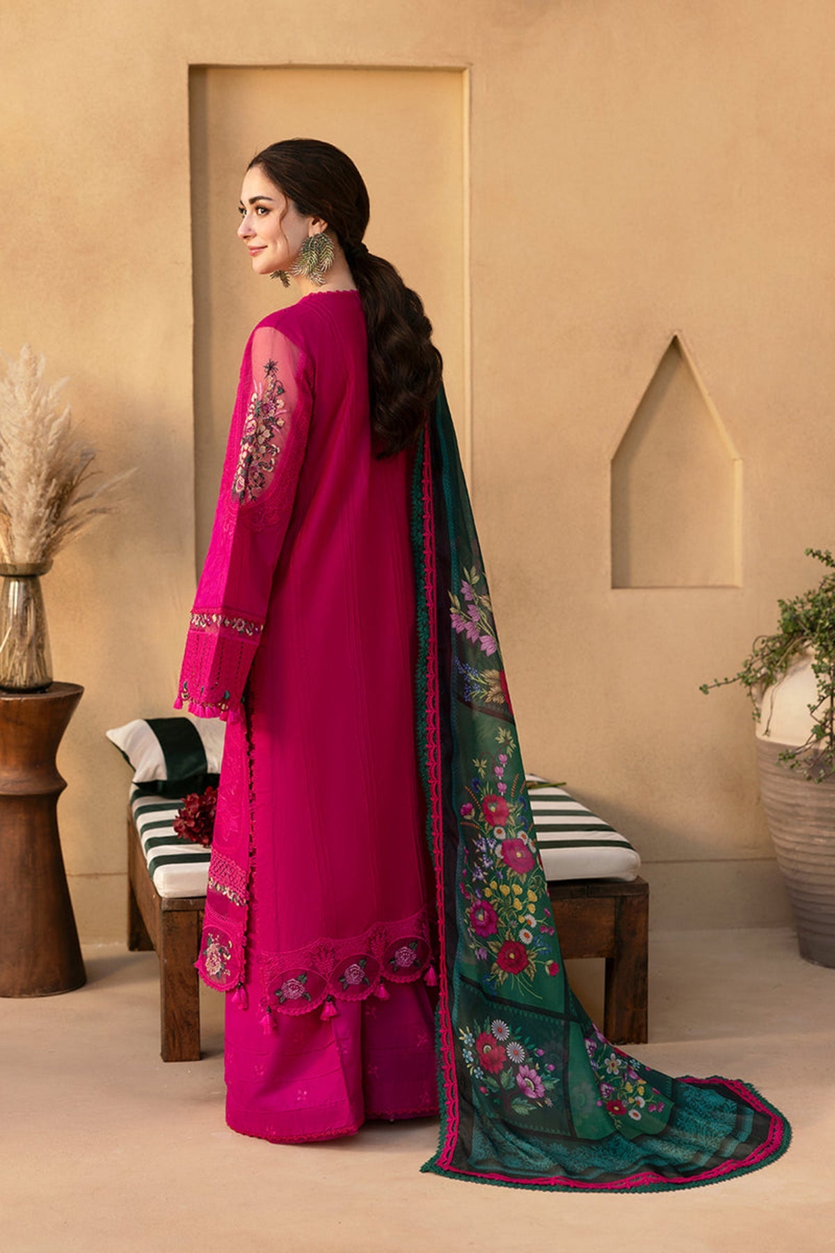 SIARA RIZWAN LUXURY CHIKEN KARI EMBROIDERED LAWN WITH PRINTED CHIFFON DUPPATA UNSTICHED 3PC