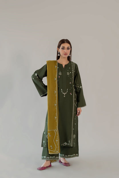 MARISSA WINTER 2026 EMBROIDERED DHANAK 3PC WITH PRINTED PASHMINA SHAWL
