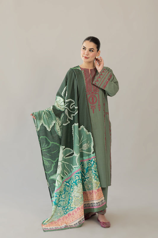 URGE WINTER 2026 EMBROIDERED UNSTICHED DHANAK 3PC WITH PASHMINA SHAWL