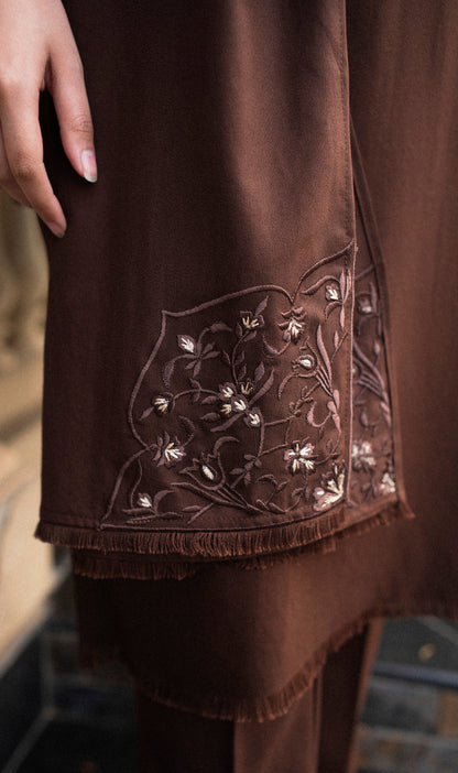 MOCHA WINTER 2026 EMBROIDERED DHANAK 3PC WITH EMBROIDERED DHANAK SHAWL