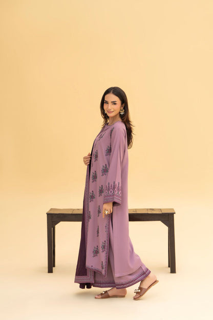 LAZULI WINTER 2026 EMBROIDERED DHANAK 3PC WITH DHANAK EMBROIDERED SHAWL