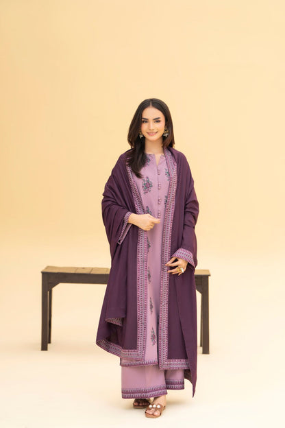LAZULI WINTER 2026 EMBROIDERED DHANAK 3PC WITH DHANAK EMBROIDERED SHAWL