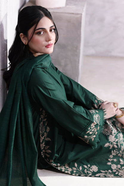 JULIA WINTER 2026 EMBROIDERED UNSTICHED DHANAK 3PC WITH DHANAK EMBROIDERED SHAWL