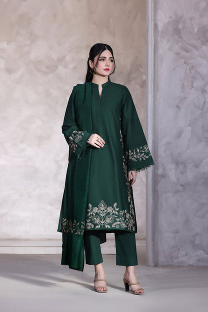 JULIA WINTER 2026 EMBROIDERED UNSTICHED DHANAK 3PC WITH DHANAK EMBROIDERED SHAWL