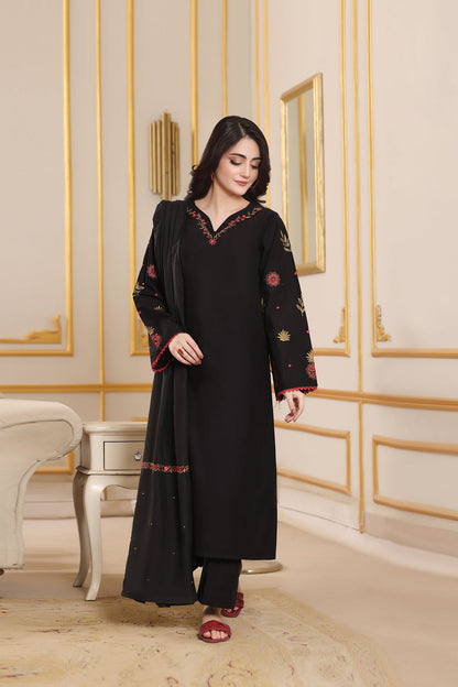 MOON WINTER 2026 EMBROIDERED DHANAK 3PC WITH DHANAK SHAWL
