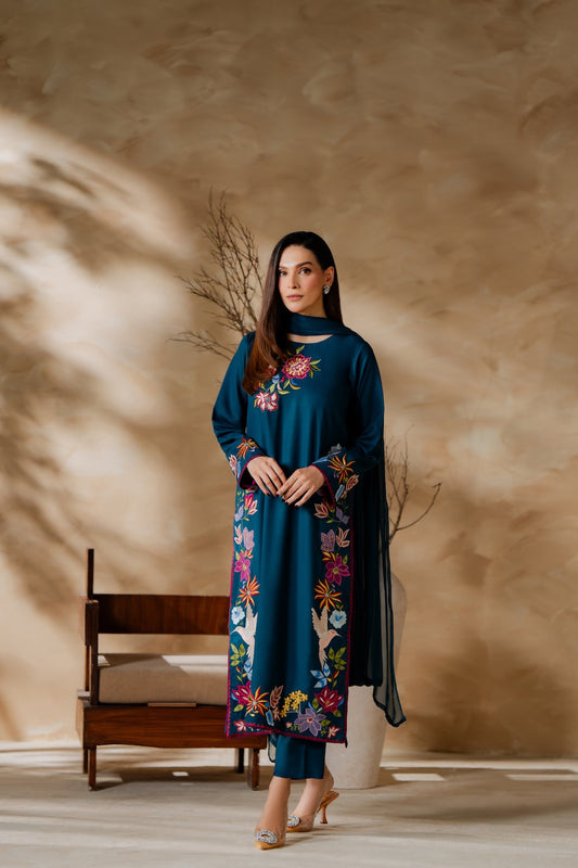 REINA WINTER 2026 EMBROIDERED UNSTICHED DHANAK 3PC WITH DHANAK SHAWL