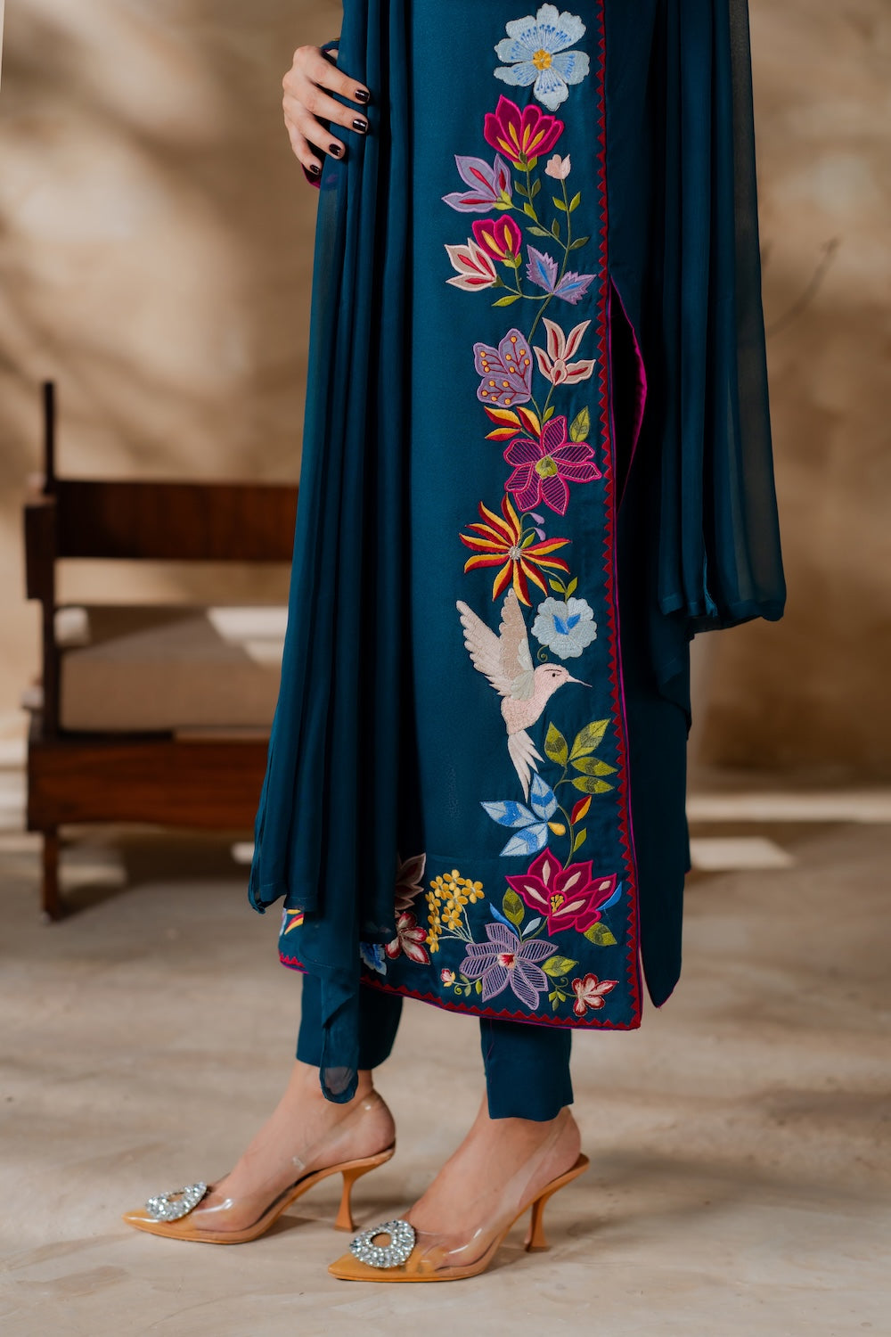 REINA WINTER 2026 EMBROIDERED DHANAK 3PC WITH DHANAK SHAWL