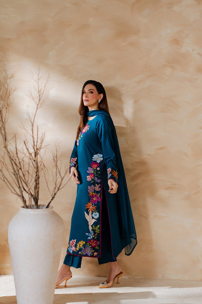 REINA WINTER 2026 EMBROIDERED DHANAK 3PC WITH DHANAK SHAWL
