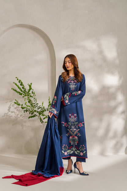 TINA WINTER 2026 EMBROIDERED DHANAK 3PC WITH PASHMINA SHAWL
