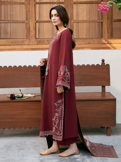 SAAKIN IZEL WINTER 2026 EMBROIDERED DHANAK 3PC WITH PASHMINA WOOL SHAWL