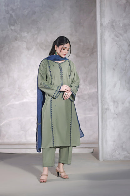 ZONIYA Summer Special's Unstiched Embroidered Lawn 3pc With Chiffon Duppata