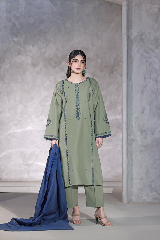 ZONIYA WINTER 2026 EMBROIDERED UNSTICHED DHANAK 3PC WITH DHANAK EMBROIDERED SHAWL