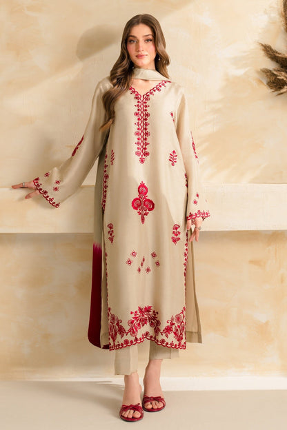 DILNAZ WINTER 2026 EMBROIDERED DHANAK 3PC WITH DHANAK SHAWL