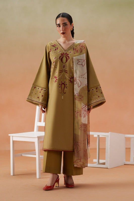 LONA WINTER 2026 EMBROIDERED DHANAK 3PC WITH PASHIMINA SHAWL