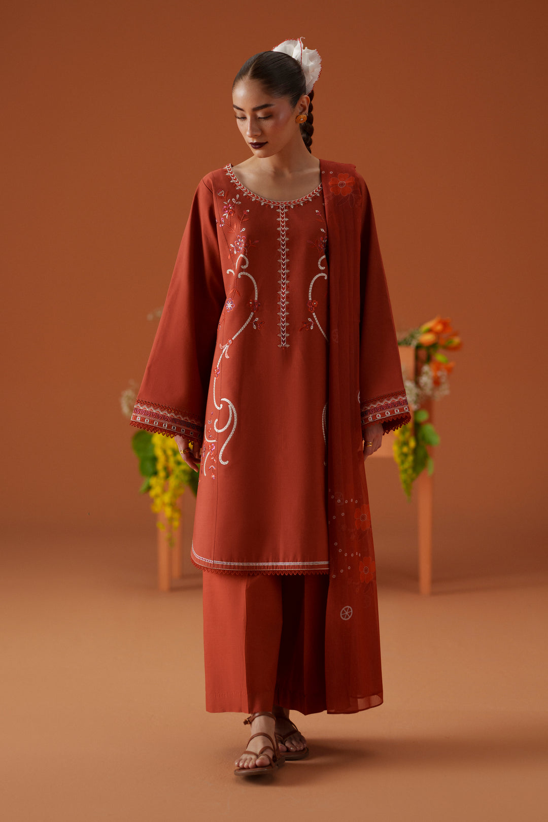 OPHELIA WINTER 2026 EMBROIDERED DHANAK 3PC WITH PASHIMINA SHAWL