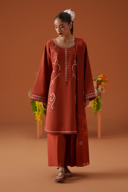 OPHELIA WINTER 2026 EMBROIDERED DHANAK 3PC WITH PASHIMINA SHAWL