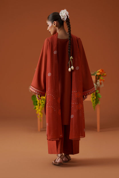 OPHELIA WINTER 2026 EMBROIDERED DHANAK 3PC WITH PASHIMINA SHAWL