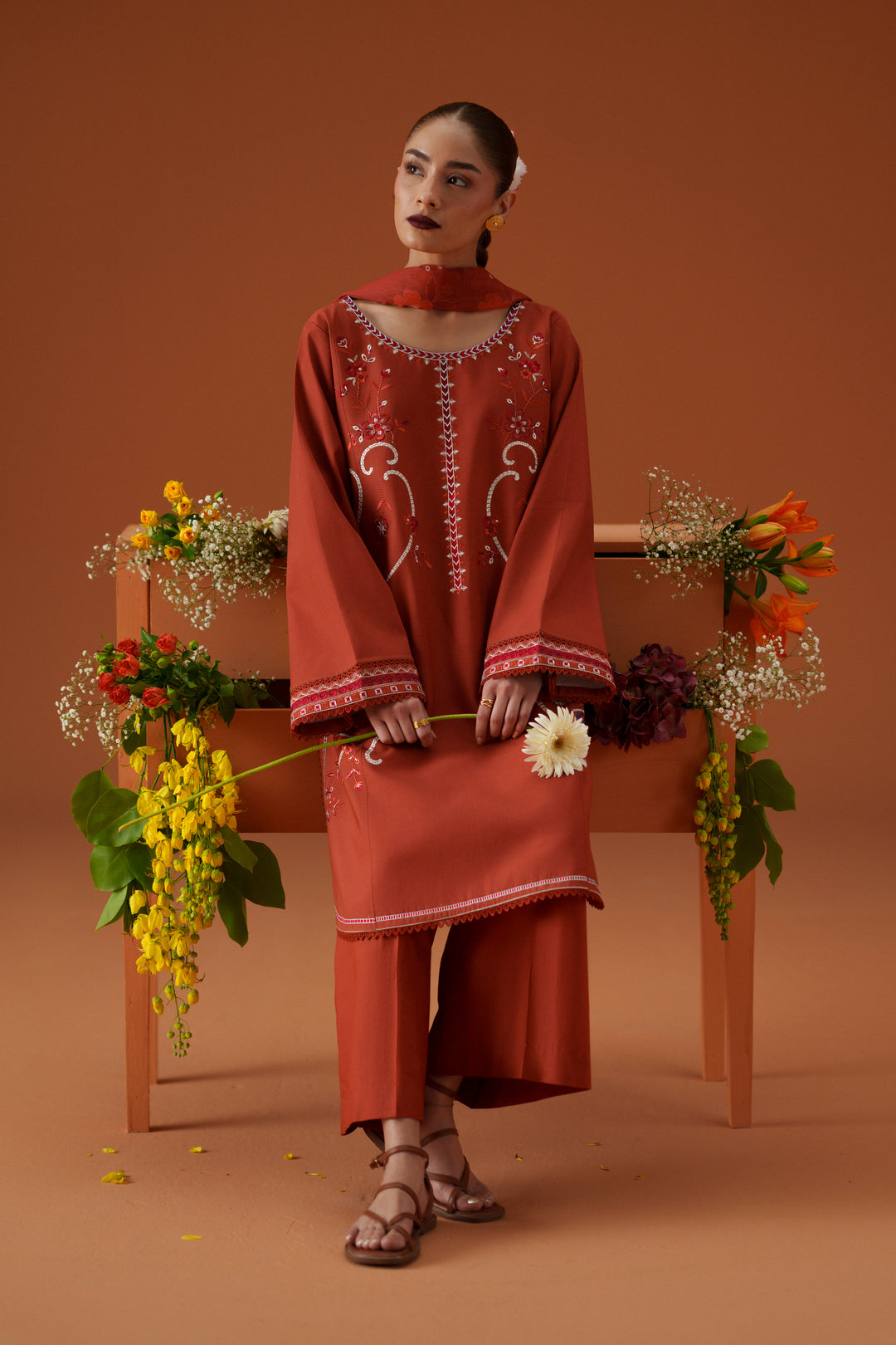 OPHELIA WINTER 2026 EMBROIDERED DHANAK 3PC WITH PASHIMINA SHAWL