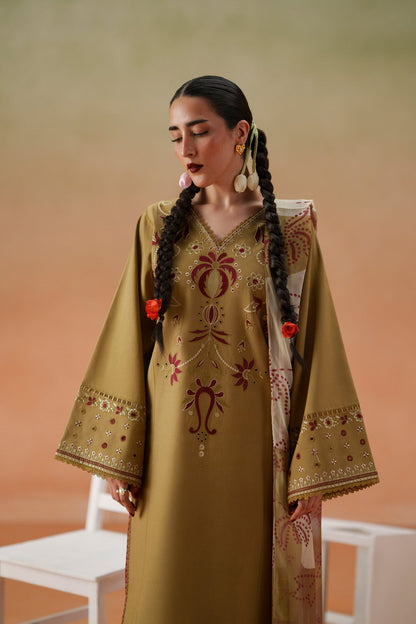 LONA WINTER 2026 EMBROIDERED DHANAK 3PC WITH PASHIMINA SHAWL