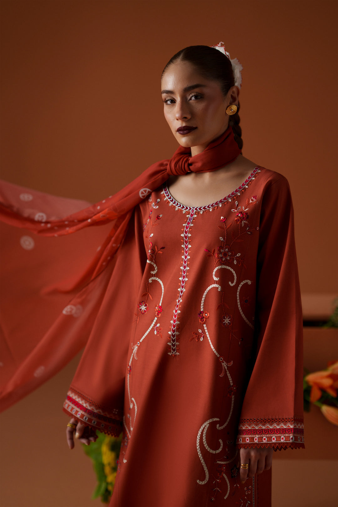 OPHELIA WINTER 2026 EMBROIDERED DHANAK 3PC WITH PASHIMINA SHAWL