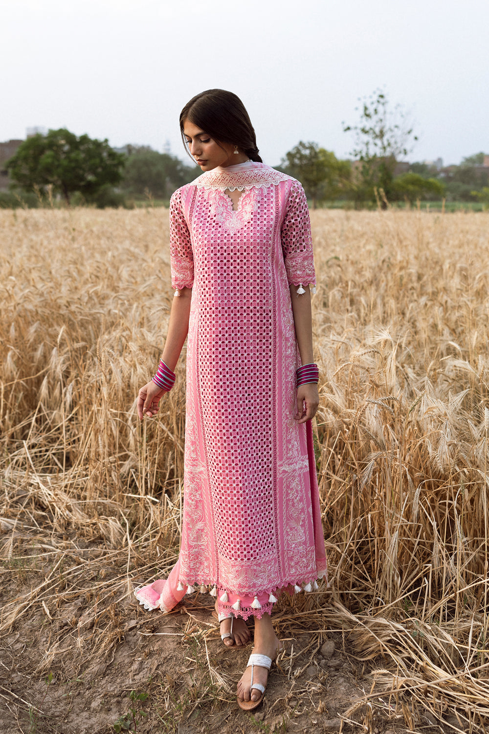 AFROZEH LUXURY CHIKEN KARI EMBROIDERED LAWN WITH PRINTED CHIFFON DUPPATA UNSTICHED 3PC