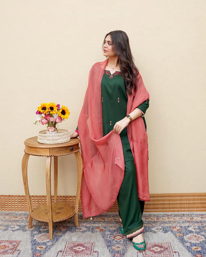 HASENA WINTER 2026 EMBROIDERED DHANAK 3PC WITH DHANAK SHAWL