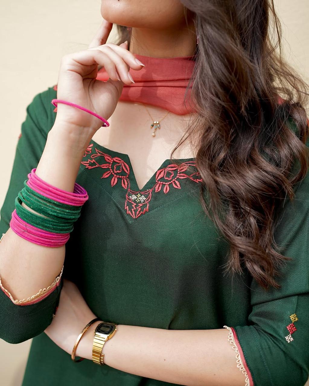 HASENA WINTER 2026 EMBROIDERED DHANAK 3PC WITH DHANAK SHAWL
