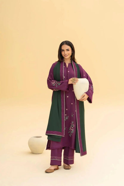 KIARA WINTER 2026 EMBROIDERED DHANAK 3PC WITH DHANAK SHAWL