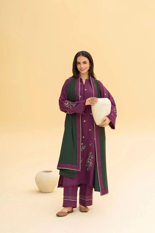 KIARA WINTER 2026 EMBROIDERED DHANAK 3PC WITH DHANAK SHAWL