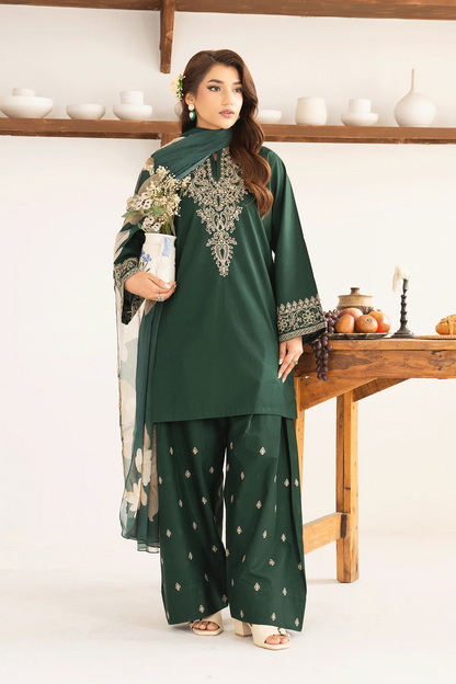 AASNA WINTER 2026 EMBROIDERED DHANAK 3PC WITH PASHIMINA SHAWL