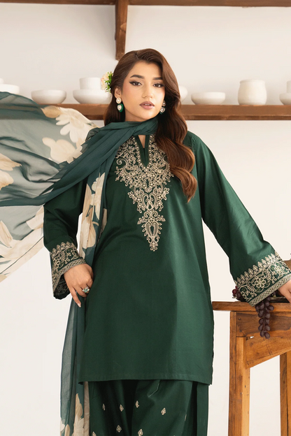 AASNA WINTER 2026 EMBROIDERED DHANAK 3PC WITH PASHIMINA SHAWL