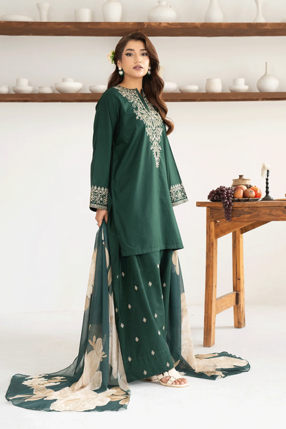 AASNA WINTER 2026 EMBROIDERED DHANAK 3PC WITH PASHIMINA SHAWL
