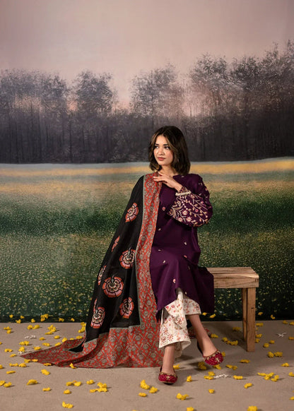 URGE WINTER 2026 EMBROIDERED DHANAK 3PC WITH PASHMINA WOOL SHAWL